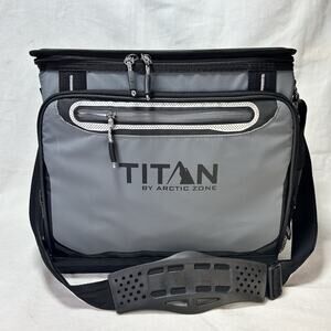 Titan 40 Can Collapsible Cooler Gray TableTop W drink holders-1740589 SEE PICS